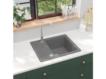 vidaXL Kuchyňský dřez single žulový šedý 142953
