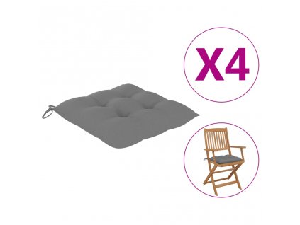 Podušky na židli 4 ks šedé 40 x 40 x 7 cm látka oxford