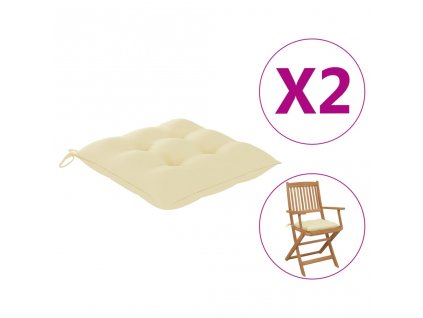 Podušky na židli 2 ks krémově bílé 40 x 40 x 7 cm látka oxford