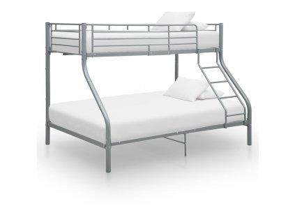 Rám poschoďové postele šedý kov 140 x 200 / 90 x 200 cm