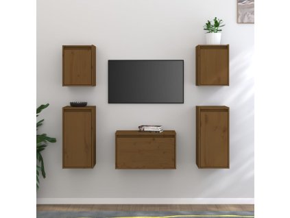 TV skříňky 5 ks medově hnědé masivní borové dřevo 3100272