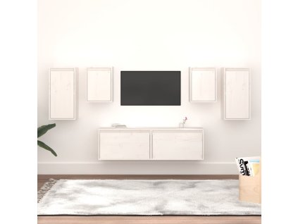 TV skříňky 6 ks bílé masivní borové dřevo 3100240