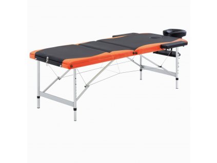 Skládací masážní stůl se 3 zónami hliník černo-oranžový