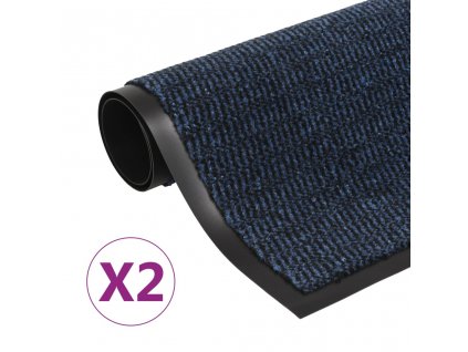 Protiprachové obdélníkové rohožky 2ks všívané 90 x 150 cm modré