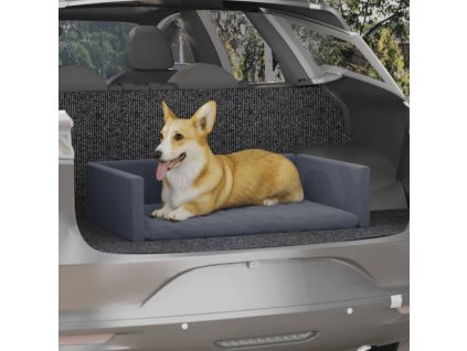 Pelíšek pro psy do kufru auta šedý 70 x 45 cm lněný vzhled