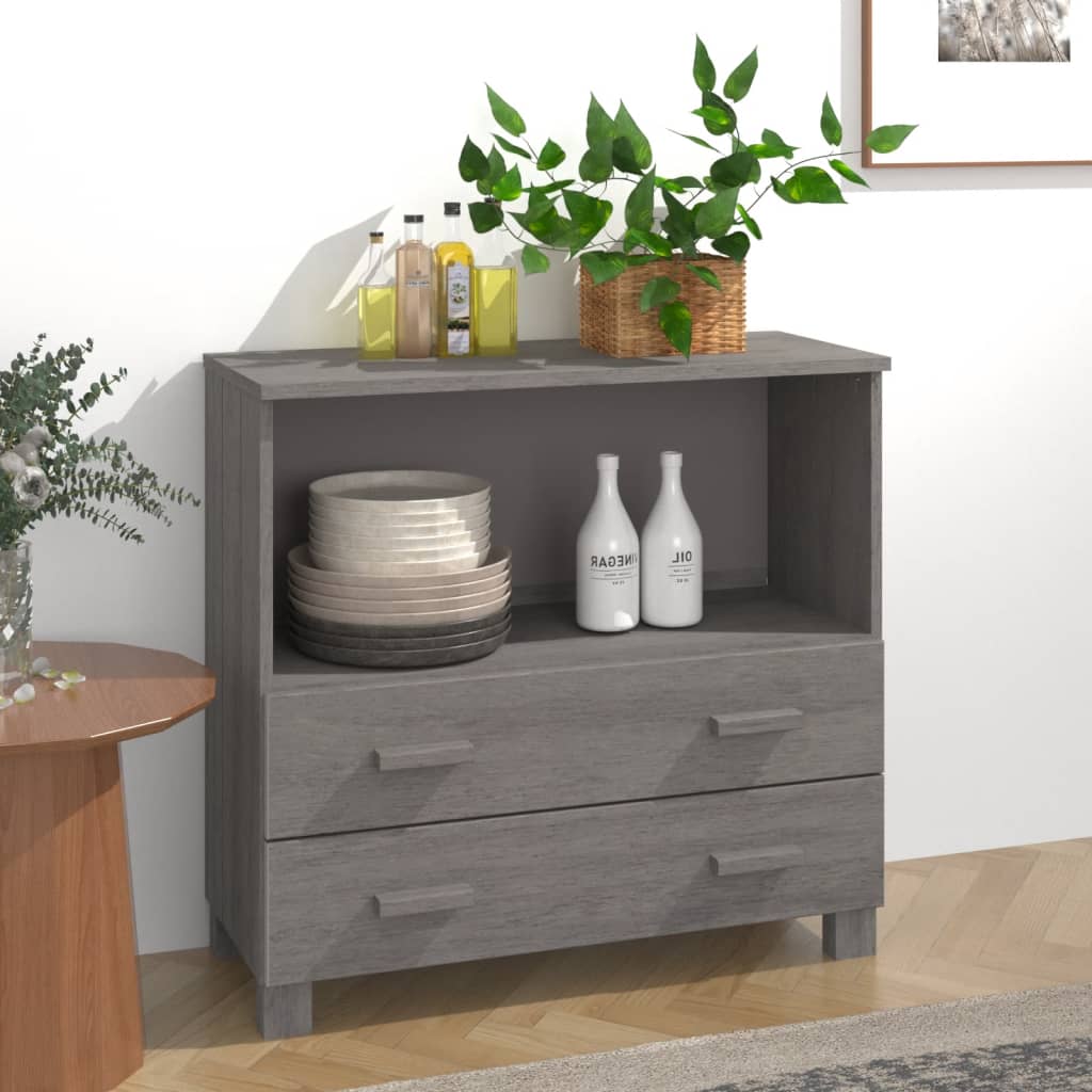 Příborník HAMAR světle šedý 85 x 35 x 80 cm masivní borovice 340499