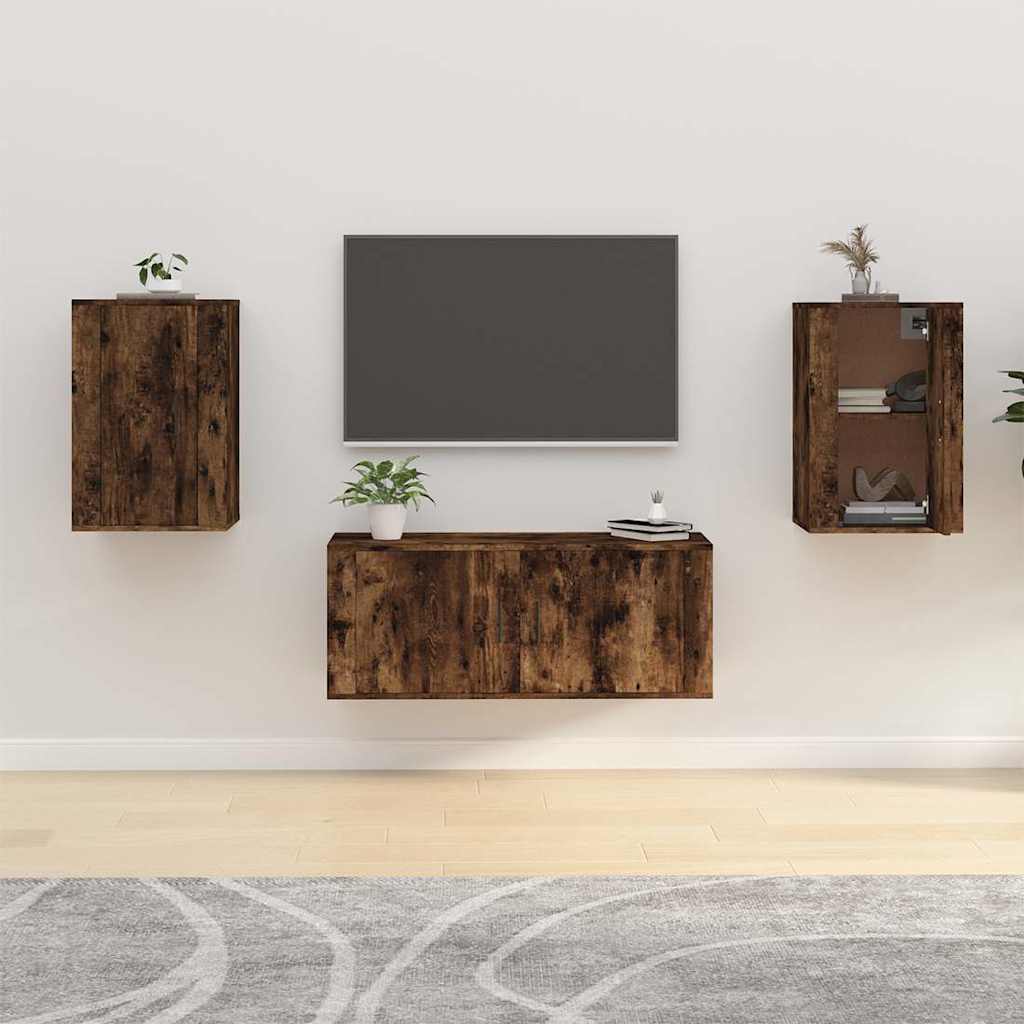 Nástěnné TV skříňky 2 ks kouřový dub 40 x 34,5 x 60 cm 816667