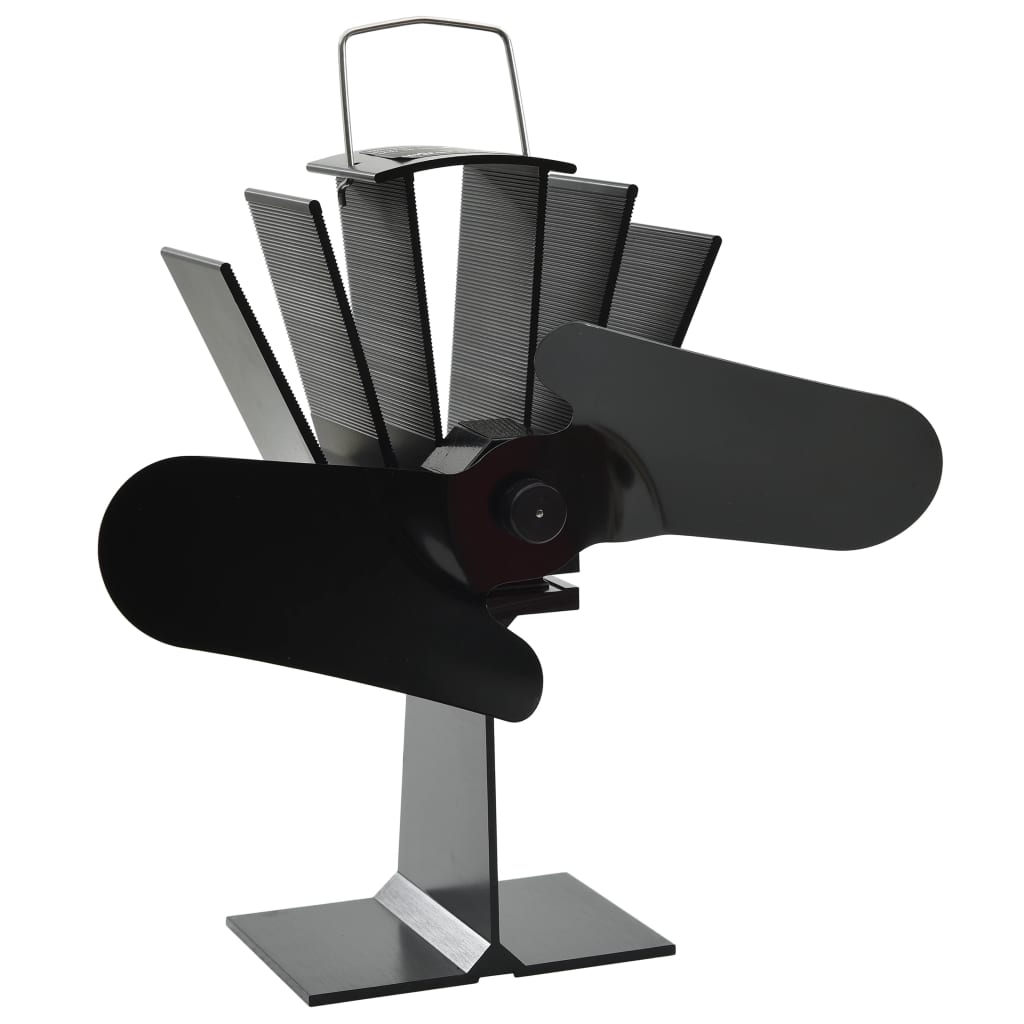 Teplem poháněný ventilátor na kamna 2 lopatky černý 51239
