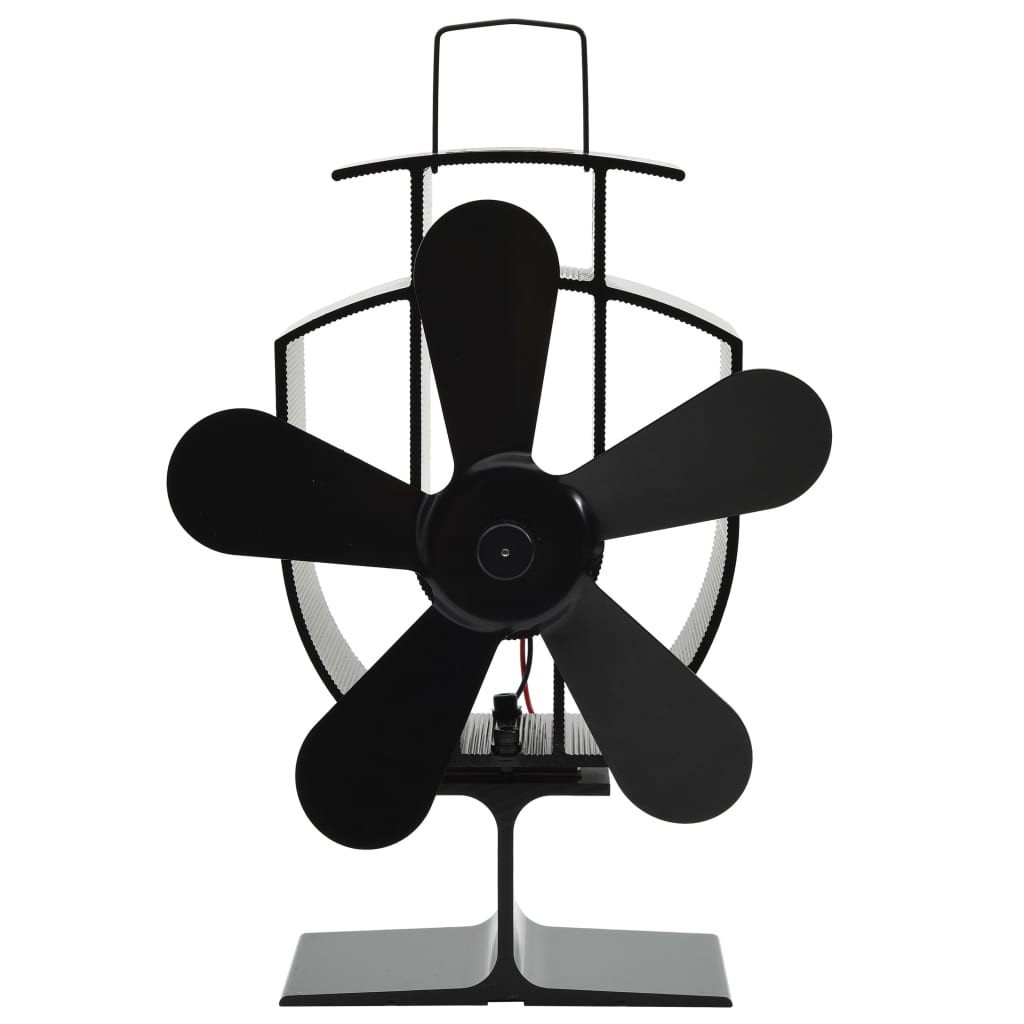 Teplem poháněný ventilátor na kamna 5 lopatek černý 51238