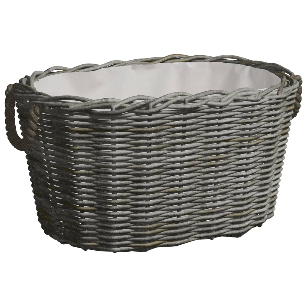 Koš na dřevo s držadly 59 x 42 x 28 cm šedá vrba 286985
