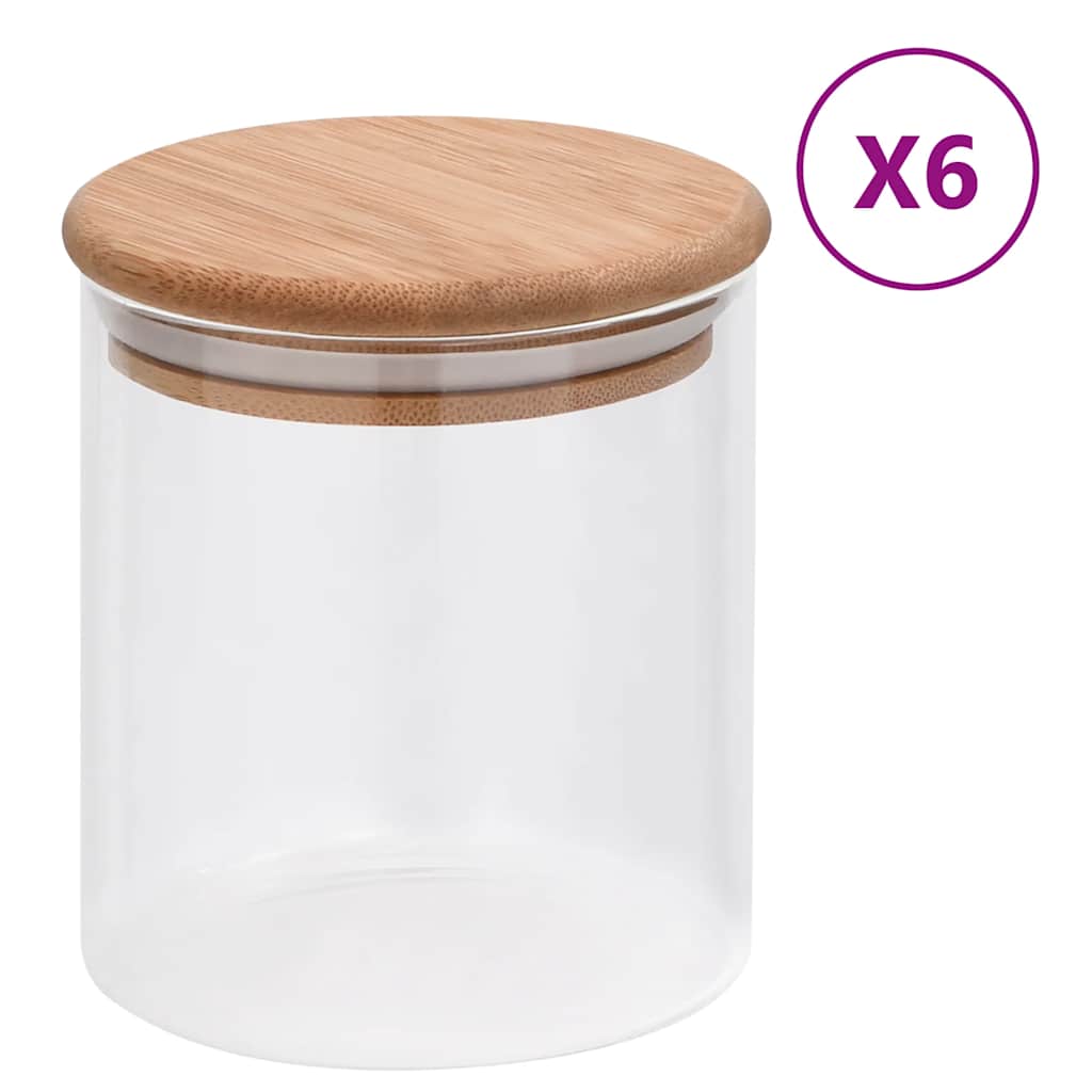 Skleněné dózy s bambusovým víčkem 6 ks 600 ml 150694