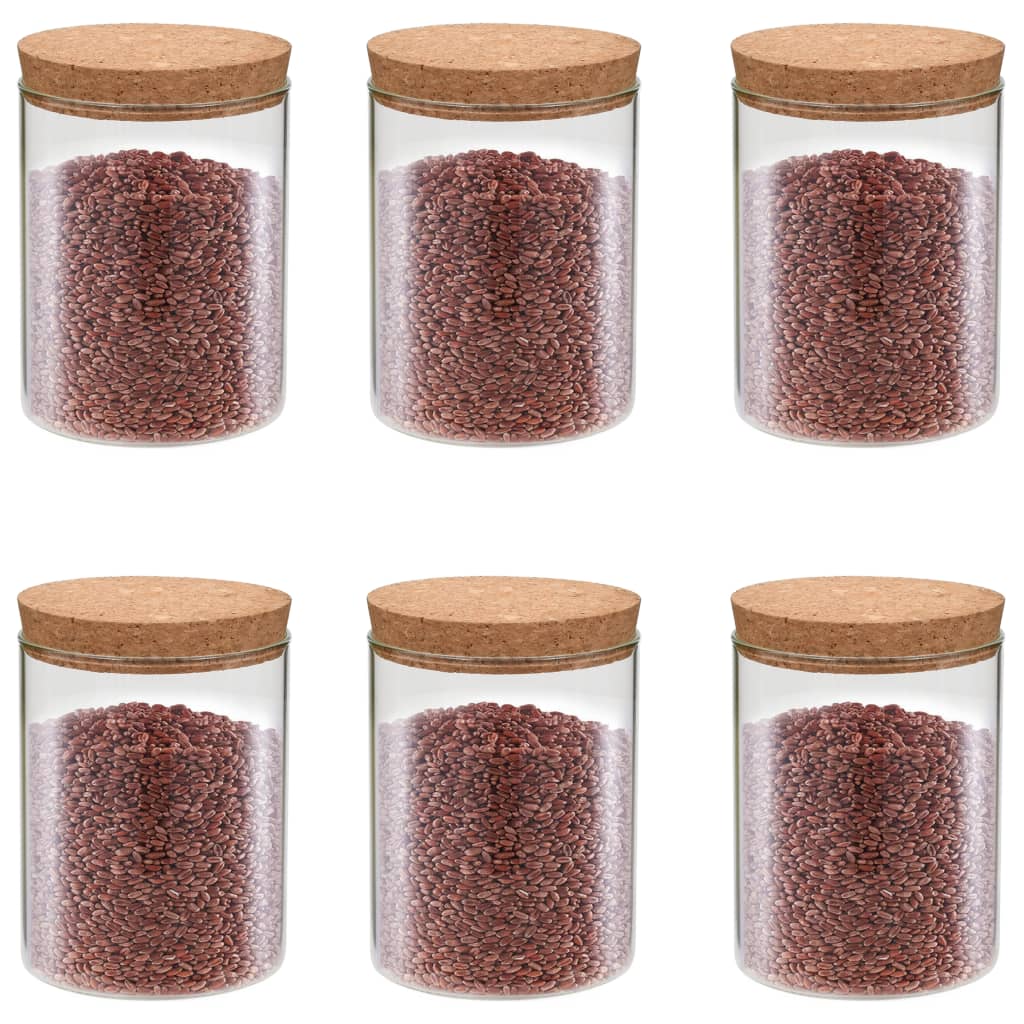Skleněné dózy s korkovým víčkem 6 ks 650 ml 50839