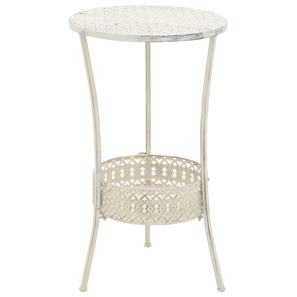 Bistro stolek ve vintage stylu kulatý kovový 40 x 70 cm bílý 245938