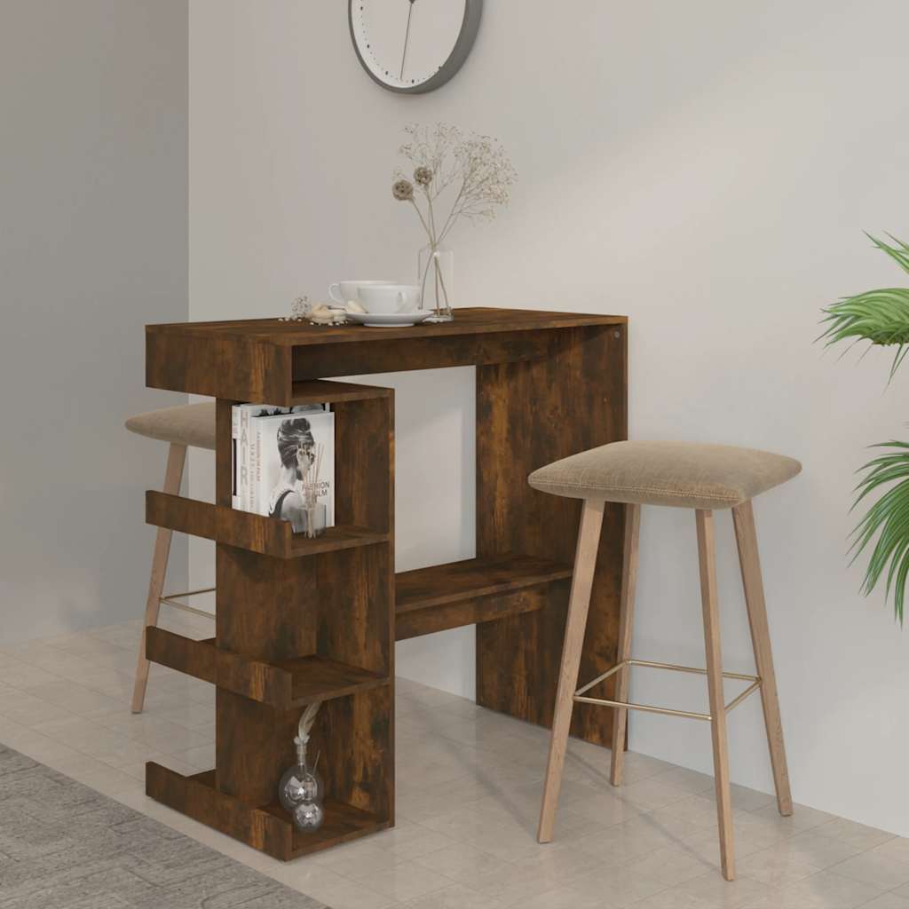 Barový stůl s úložným regálem kouřový dub 100 x 50 x 101,5 cm 812960