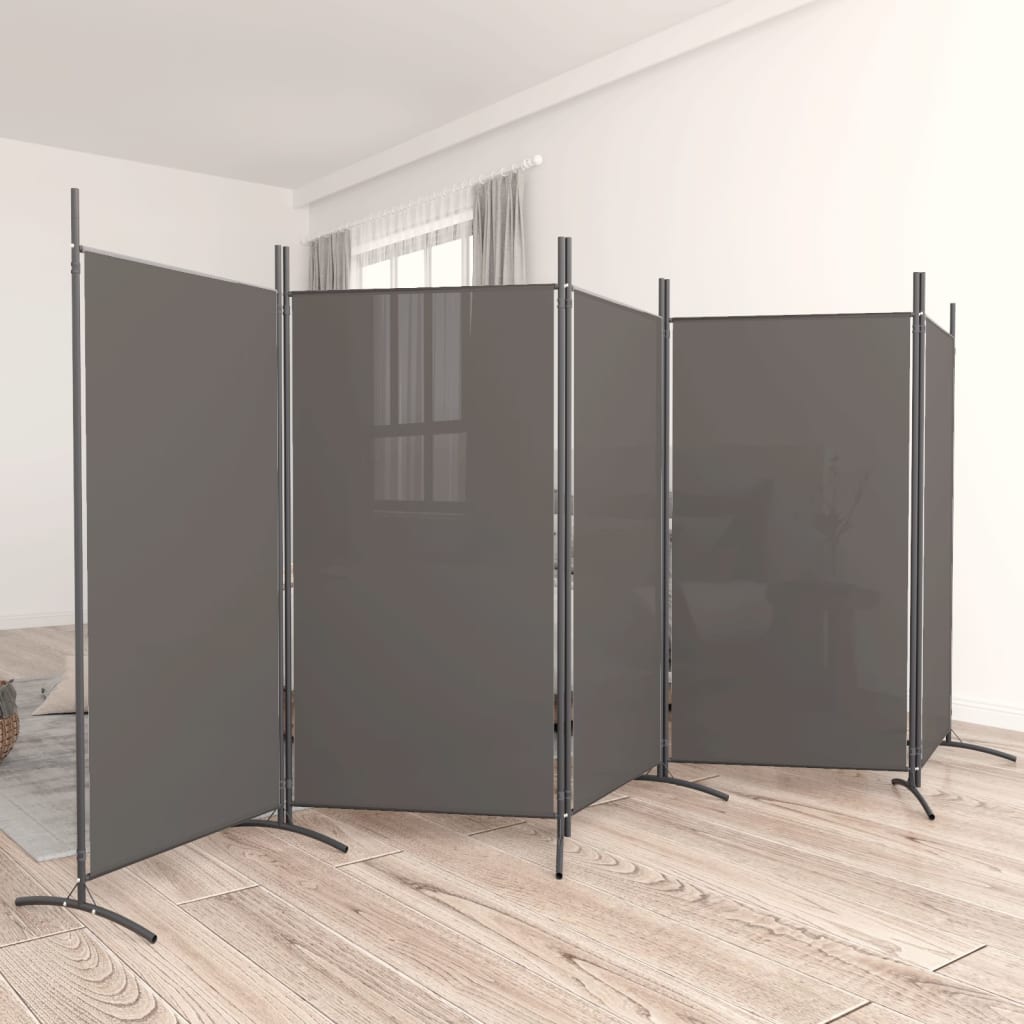 5dílný paraván antracitový 433x180 cm textil 350268