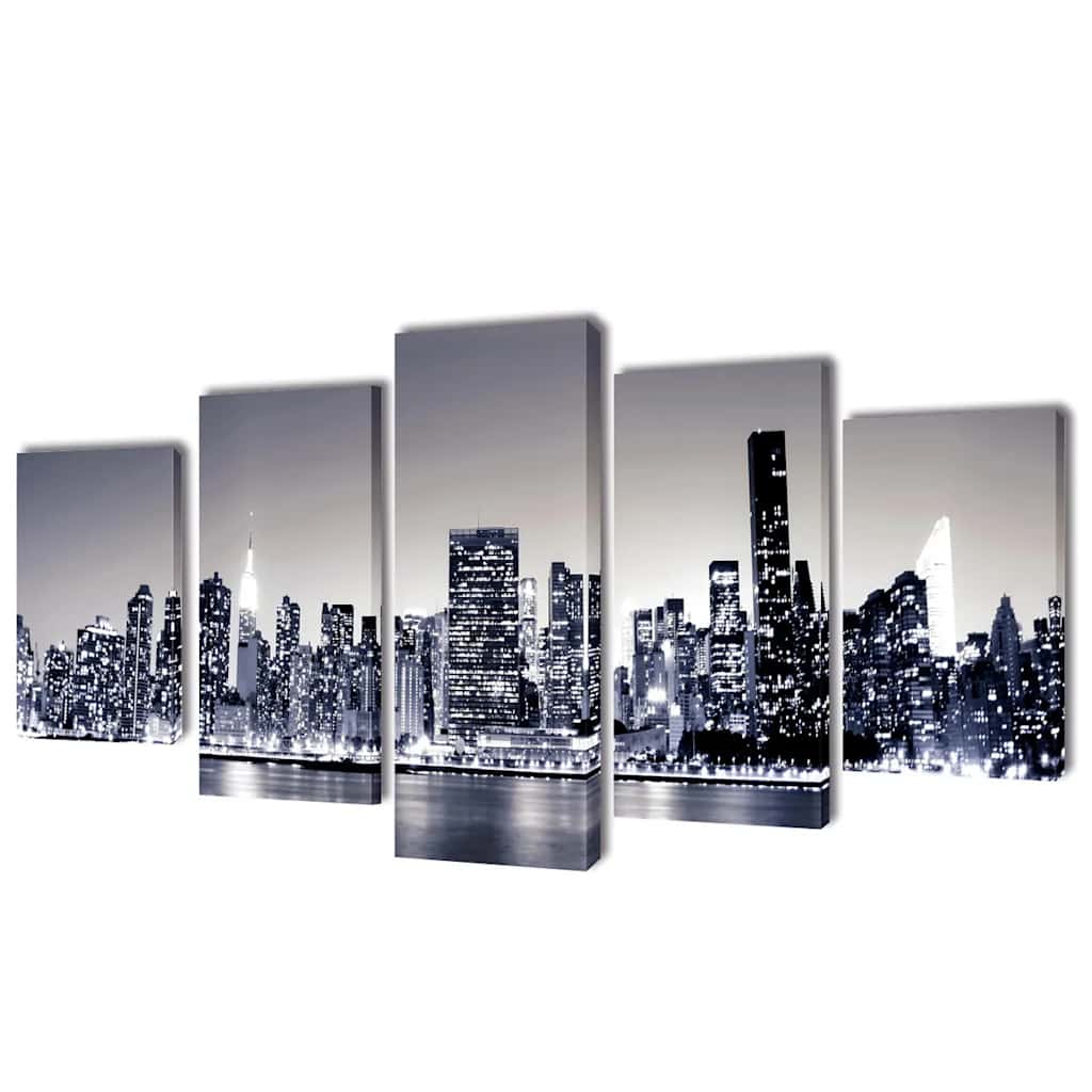 Sada obrazů, tisk na plátně monochromní panoráma New Yorku 100 x 50 cm 241548