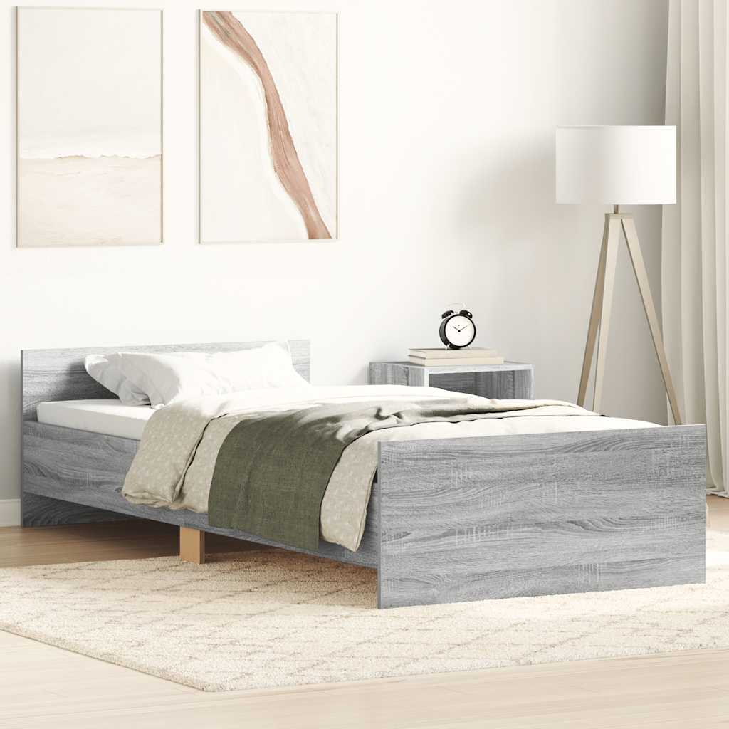 Rám postele šedý sonoma 75x190 cm Small Single kompozitní dřevo 835951
