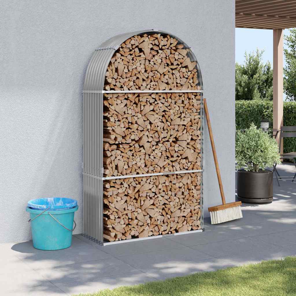 Stojan na dřevo světle šedý 120 x 45 x 210 cm pozinkovaná ocel 364552