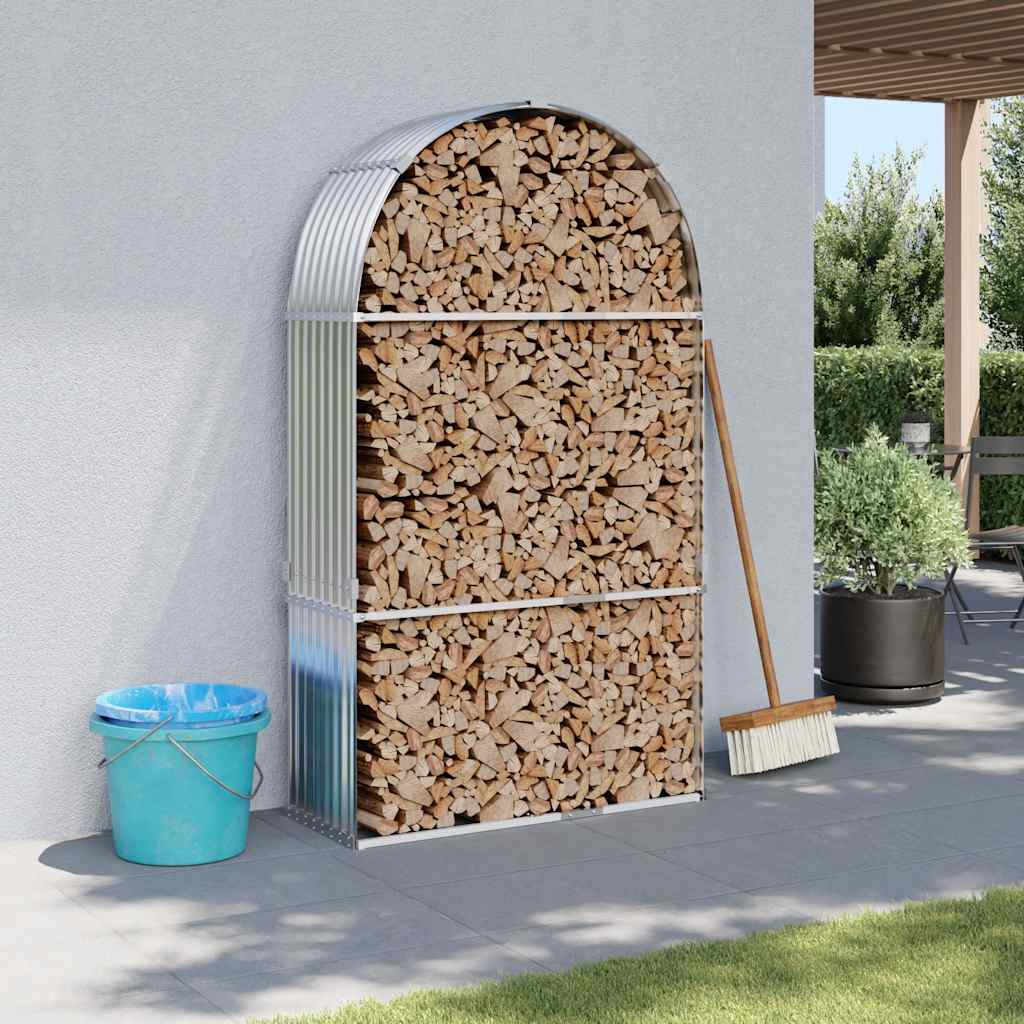 Stojan na dřevo stříbrný 120 x 45 x 210 cm pozinkovaná ocel 364592