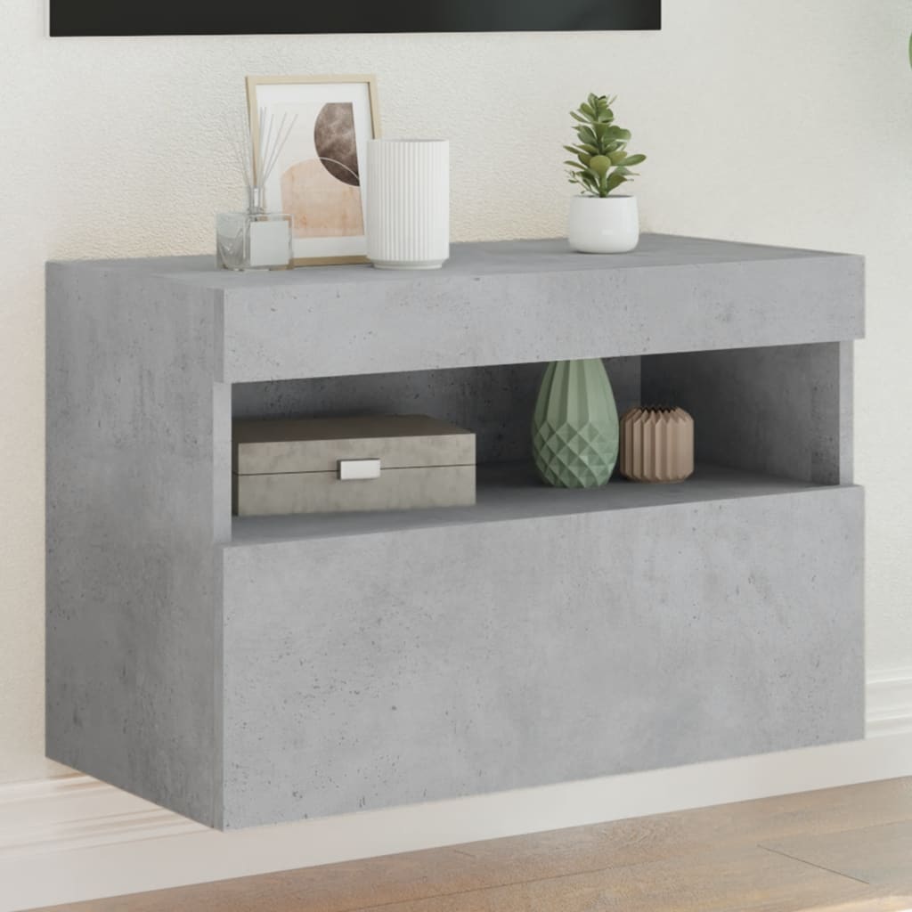 Nástěnná TV skříňka s LED osvětlením betonově šedá 60x30x40 cm 837189