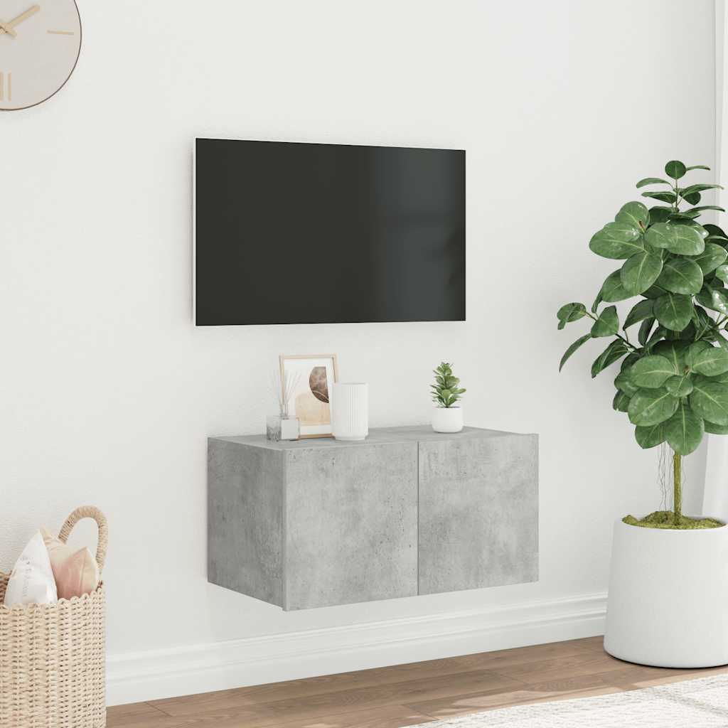 Nástěnná TV skříňka s LED osvětlením betonově šedá 60x35x31 cm 837273
