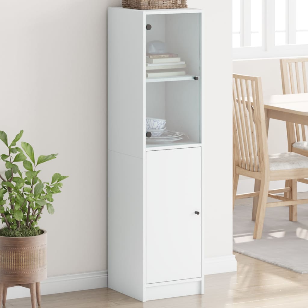 Highboard se skleněnými dvířky bílý 35 x 37 x 142 cm 836441