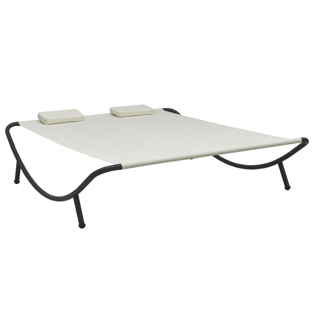 Zahradní lehátko textil krémové 48074