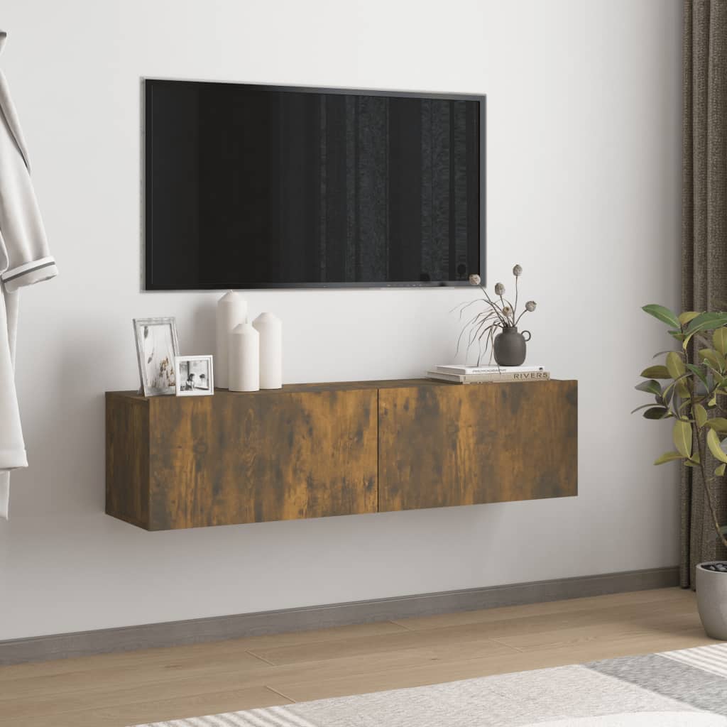 Nástěnná TV skříňka kouřový dub 120x30x30 cm kompozitní dřevo 815099