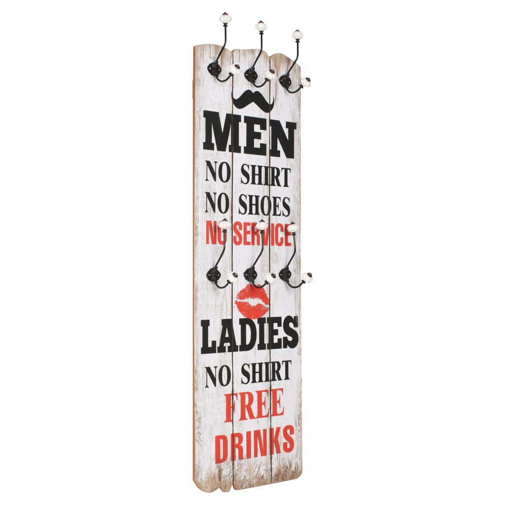 Nástěnný věšák na kabáty MEN LADIES s 6 háčky 120 x 40 cm 245852