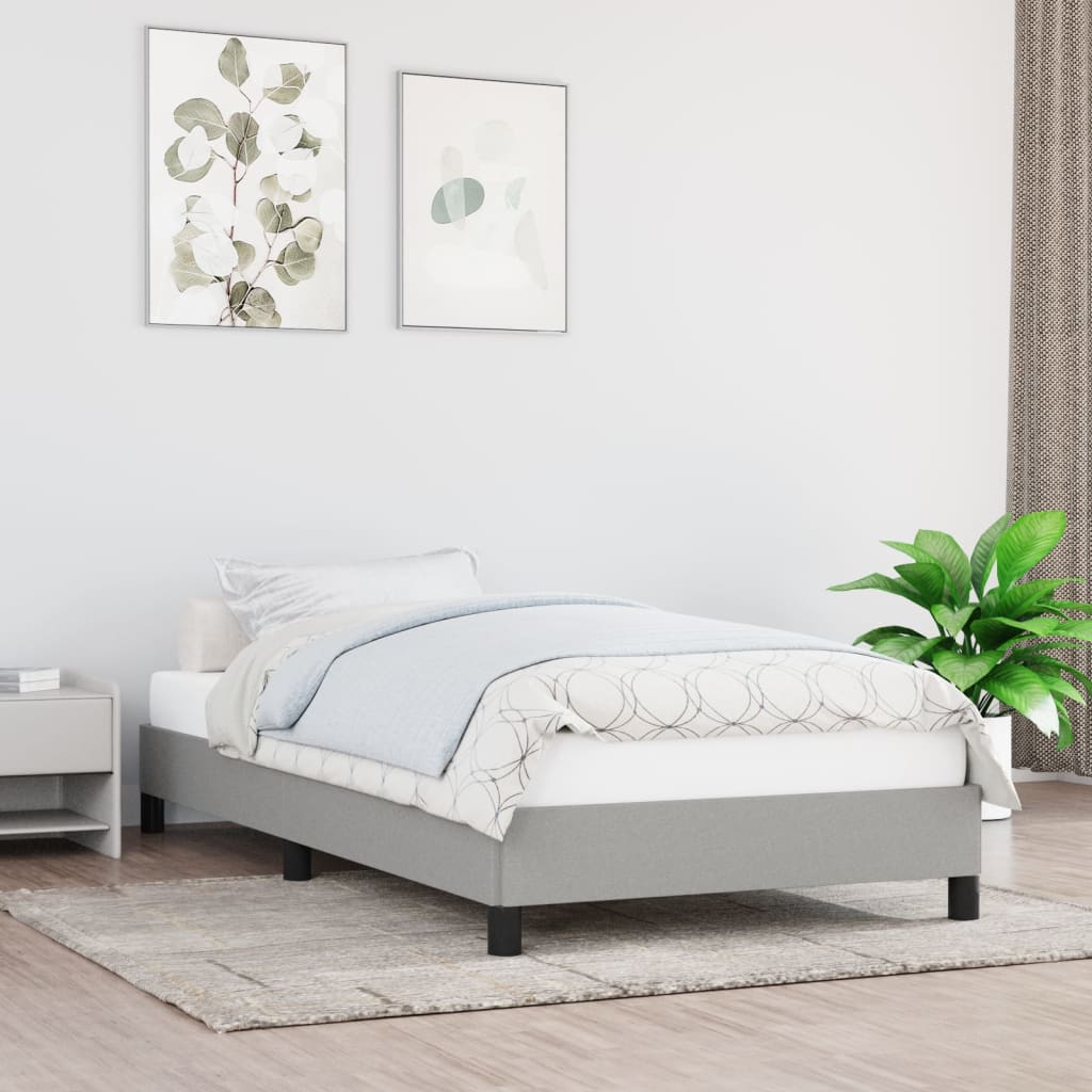 Rám postele bez matrace světle šedá 100 x 200 cm textil 346696