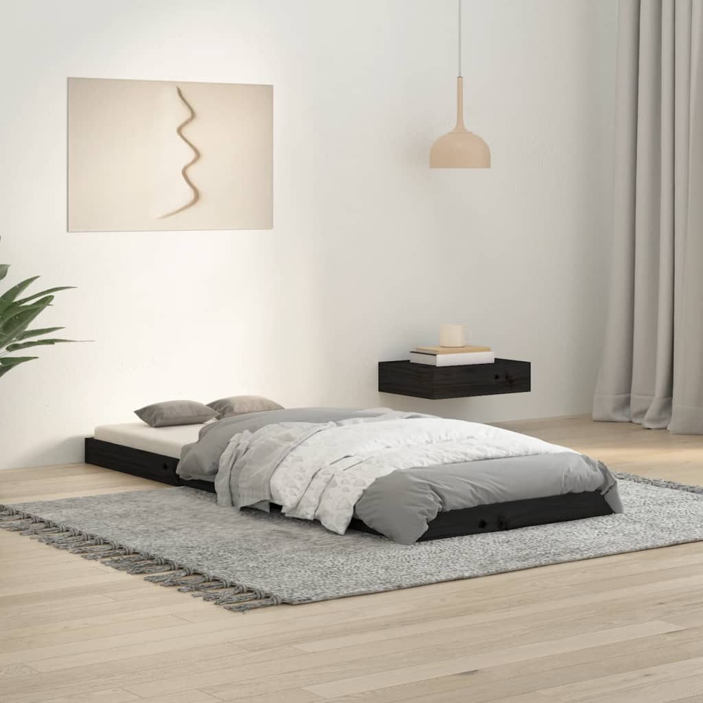 Rám postele černý 75 x 190 cm Small Single masivní borovice 823488