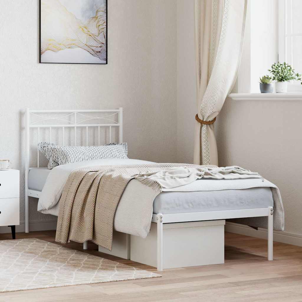 Kovový rám postele s čelem bílý 80 x 200 cm 373731