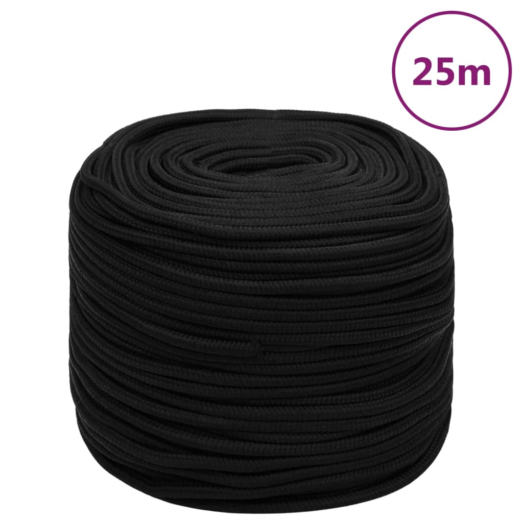 Pracovní lano černé 8 mm 25 m polyester 152817