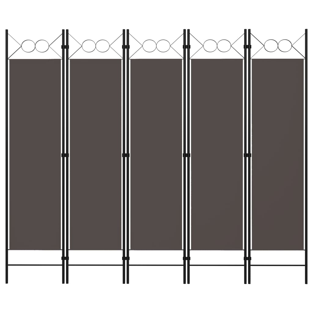 5dílný skládací paraván antracitový 200 x 180 cm 320709