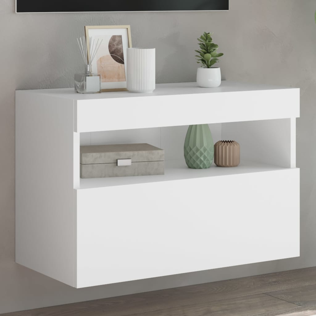Nástěnná TV skříňka s LED osvětlením bílá 60 x 30 x 40 cm 837183