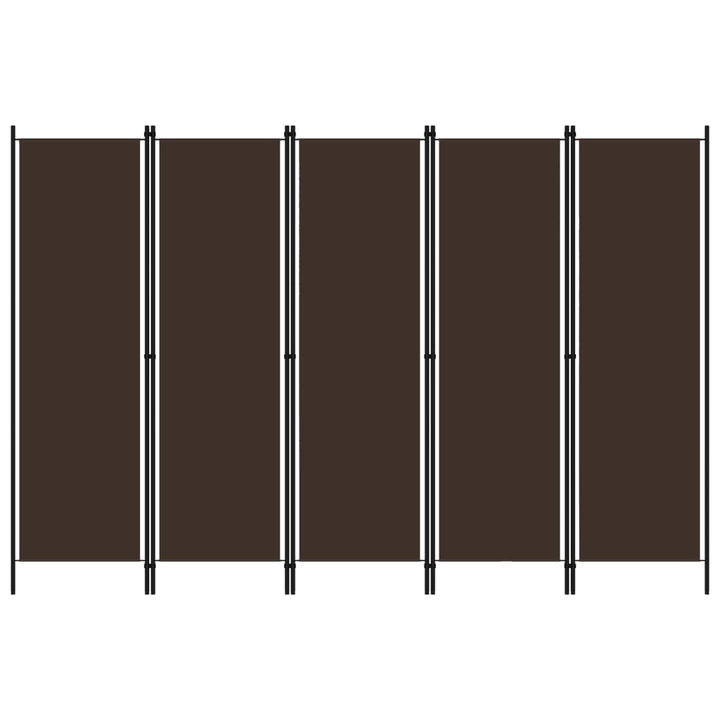 5dílný paraván hnědý 250 x 180 cm 320724