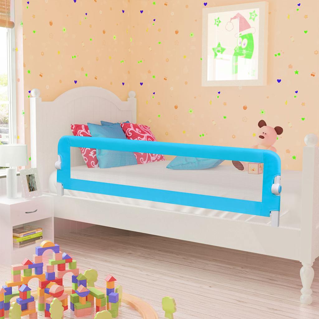 Dětská zábrana k postýlce modrá 120 x 42 cm polyester 10172