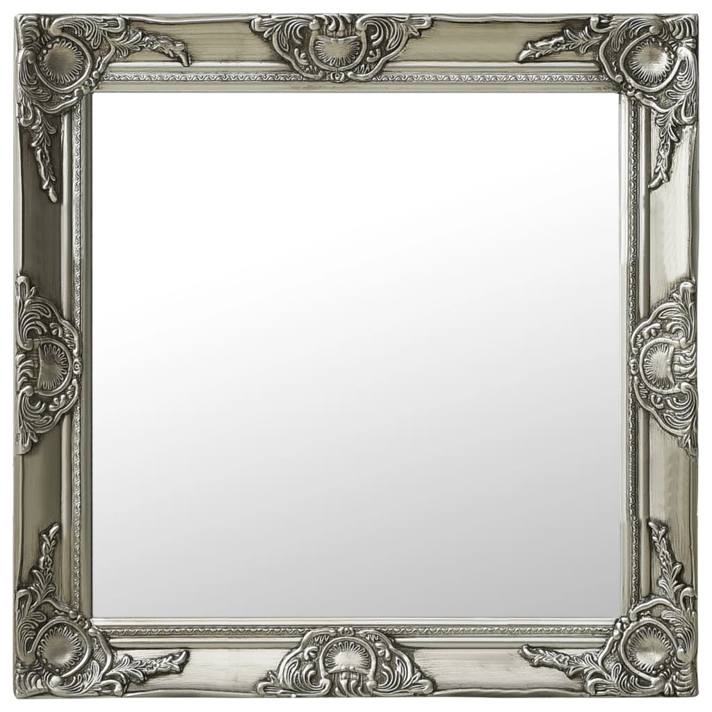 Nástěnné zrcadlo barokní styl 60 x 60 cm stříbrné 320334