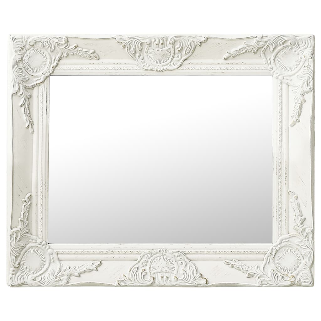 Nástěnné zrcadlo barokní styl 50 x 40 cm bílé 320308