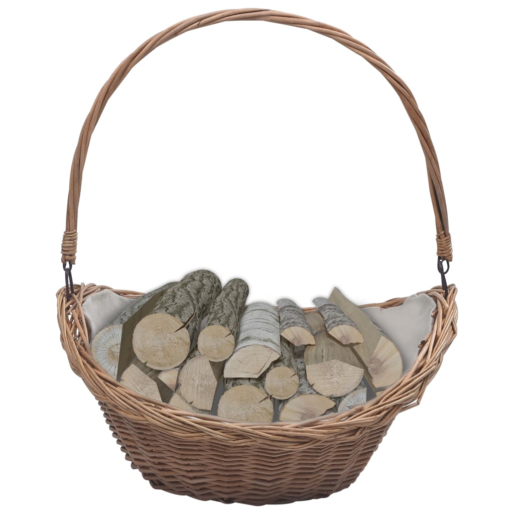 Koš na dřevo s uchem 57 x 46,5 x 52 cm hnědý vrba 286987