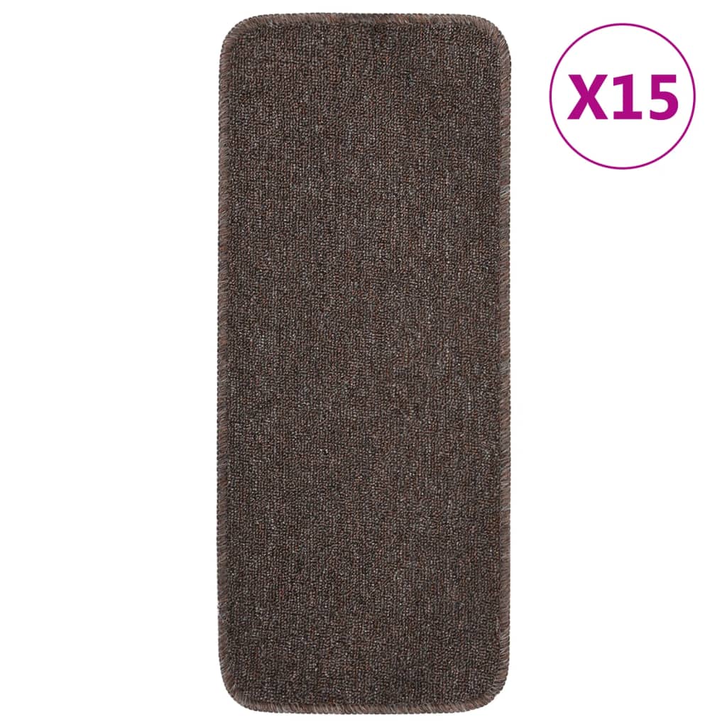 Nášlapy na schody 15 ks 60 x 25 cm hnědé protiskluzové 340400