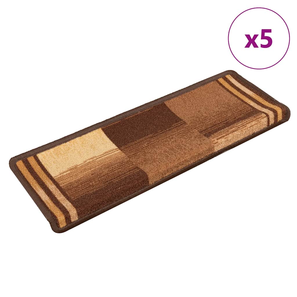 Nášlapy na schody samolepicí 5 ks 65x21x4 cm hnědé 149844