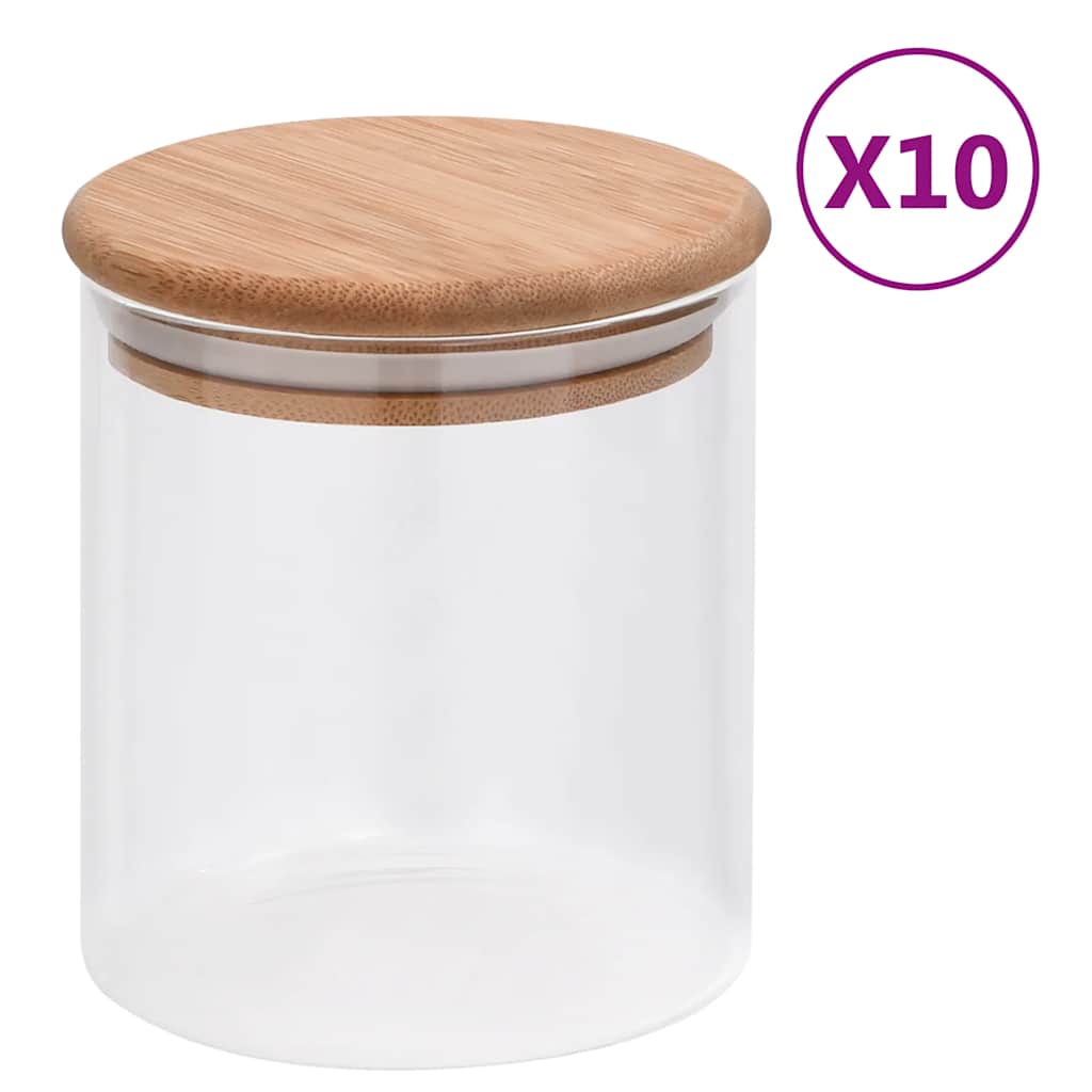 Skleněné dózy s bambusovým víčkem 10 ks 600 ml 150695