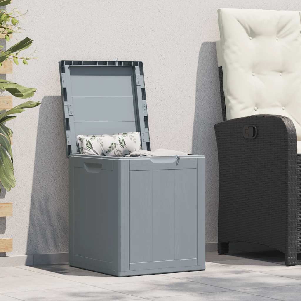 Zahradní úložný box 90 l šedý PP vzhled dřeva 151233