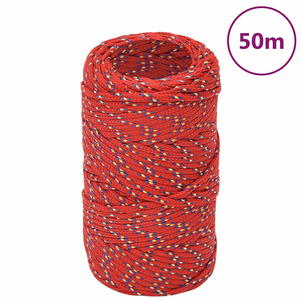 Lodní lano červené 2 mm 50 m polypropylen 152371