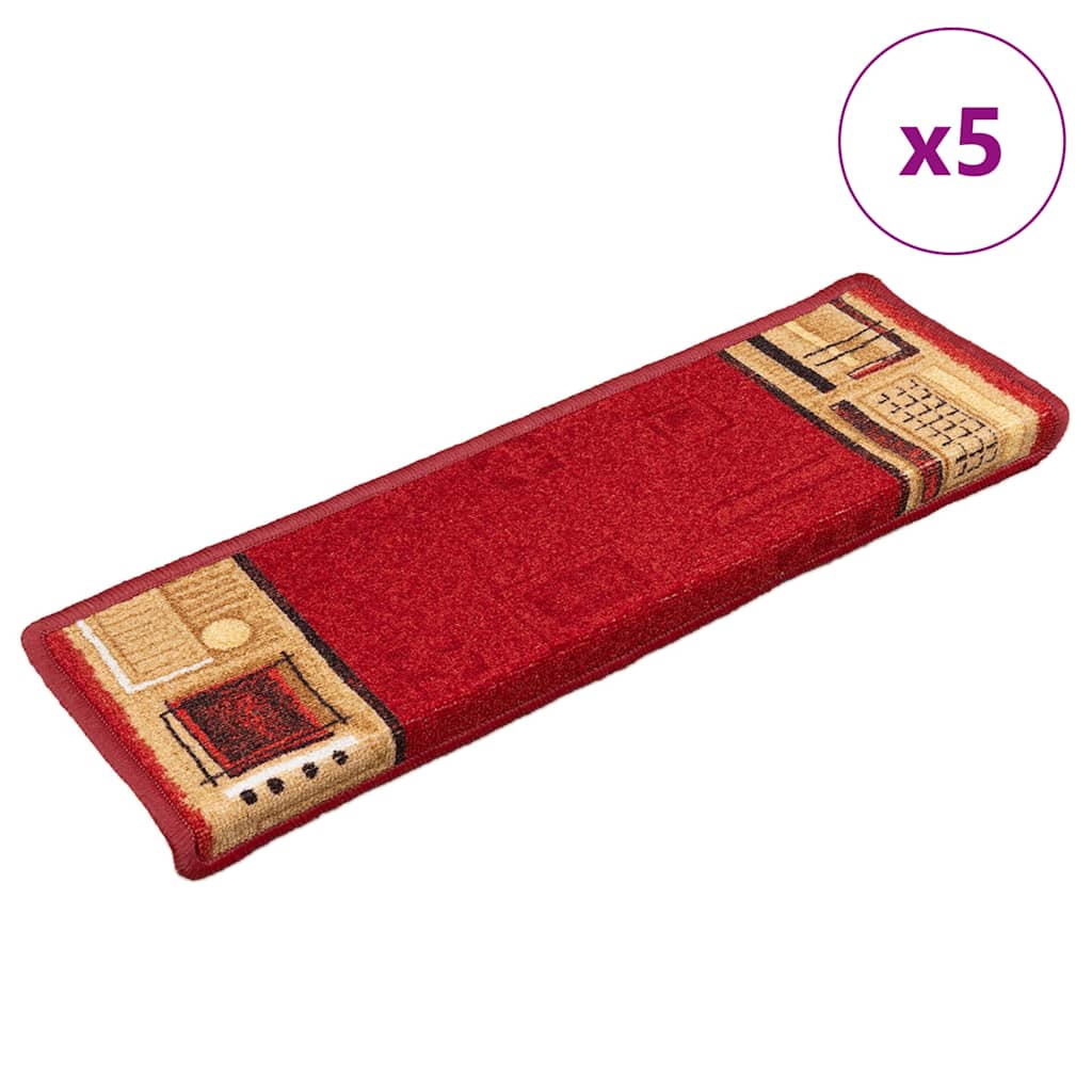 Nášlapy na schody samolepicí 5 ks 65x21x4 cm červené 149838