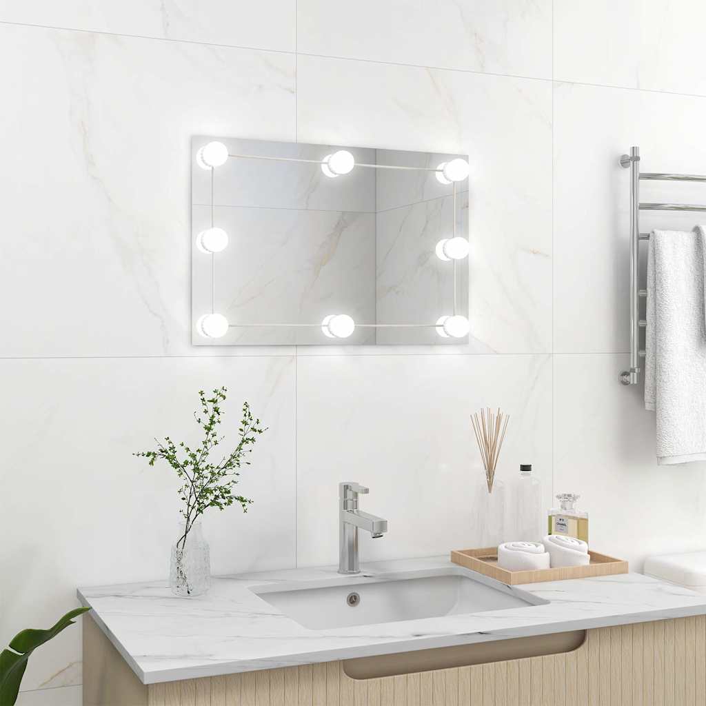 Nástěnné zrcadlo s LED osvětlením obdélníkové sklo 3078637