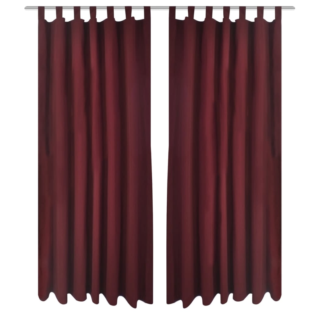 Mikrosaténové závěsy s poutky 2 ks 140 x 225 cm vínové 130363