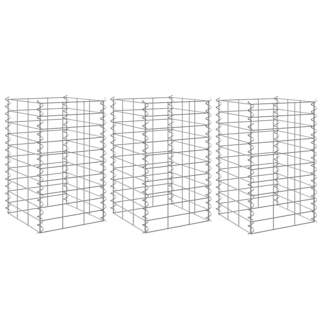 Gabionové vyvýšené záhony 3 ks 30 x 30 x 50 cm železo 151248