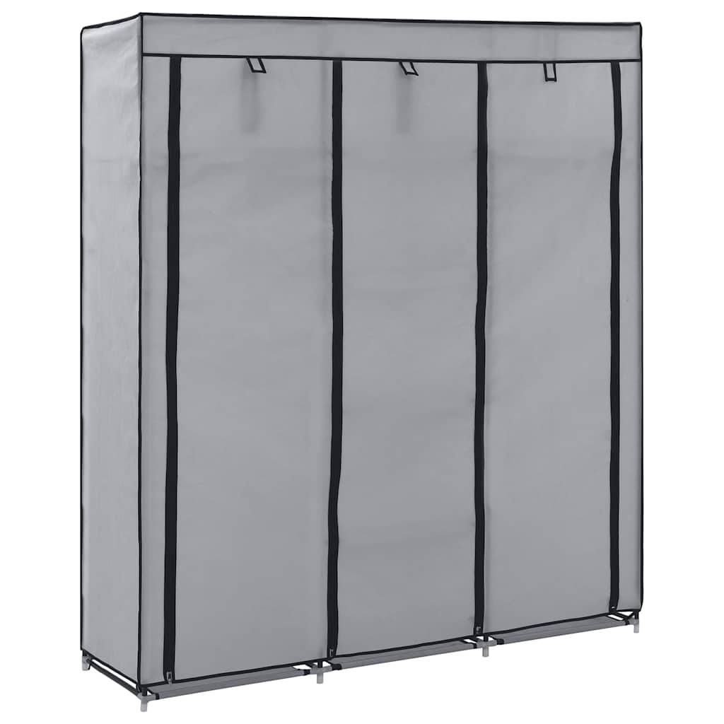 Šatní skříň s přihrádkami a tyčemi šedá 150x45x175 cm textil 282456